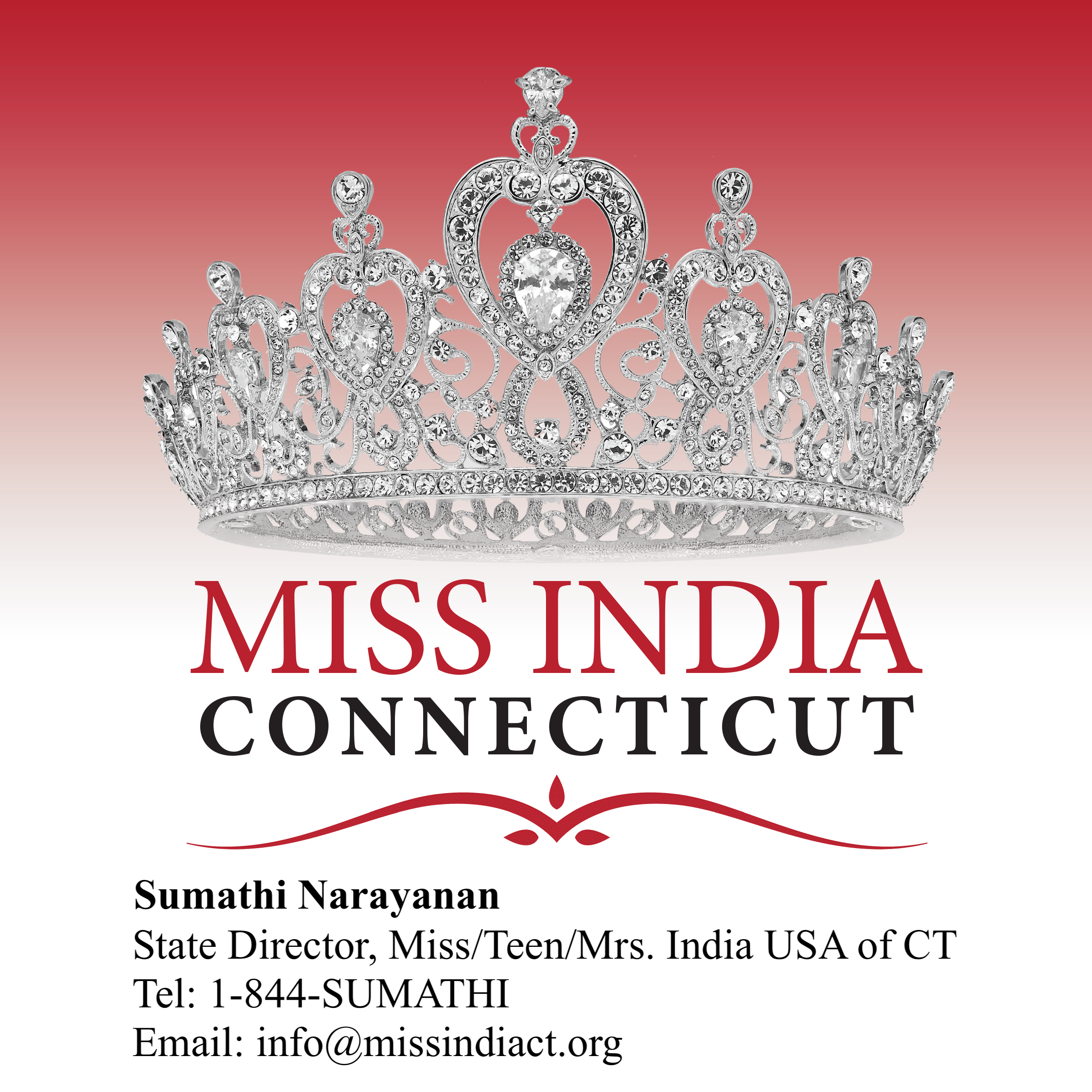 Miss India CT Logo with Sumathi's Contact Information